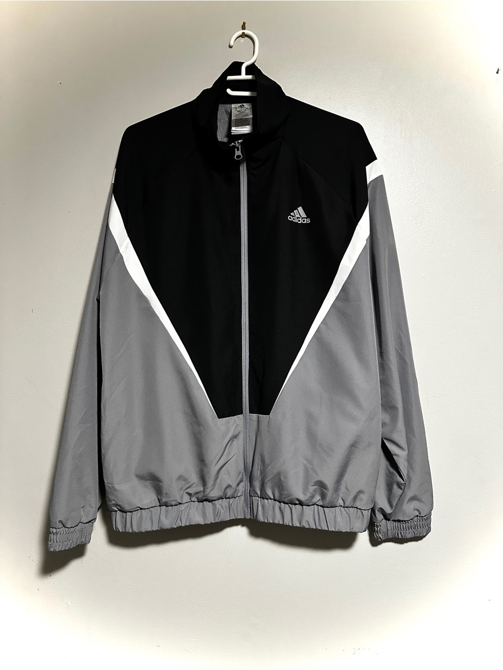adidas Men’s Black, Gray & White Windbreaker Jacket